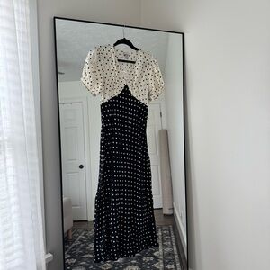 Women’s Crepe Puff Short Sleeve Midi Dress